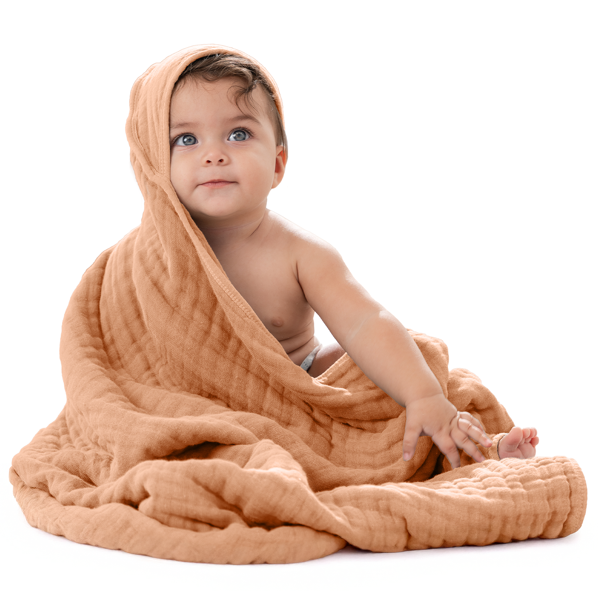 Baby Hooded Towels 6 Layer Muslin Cotton Towels (2 Pack)