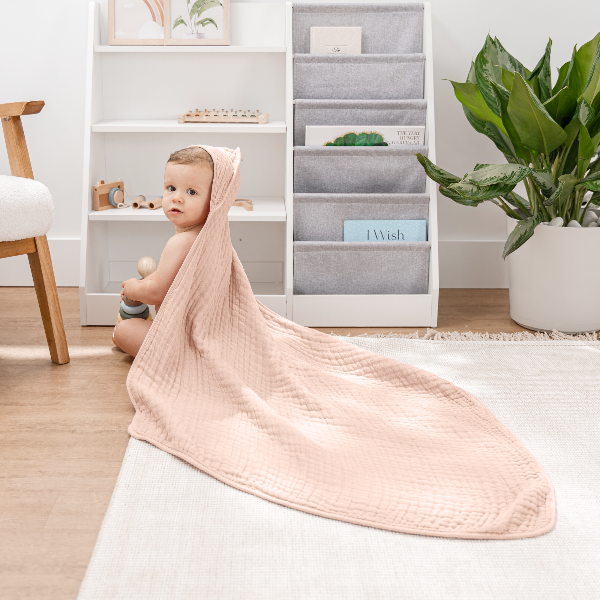 Baby Hooded Towels 6 Layer Muslin Cotton Towels (2 Pack)