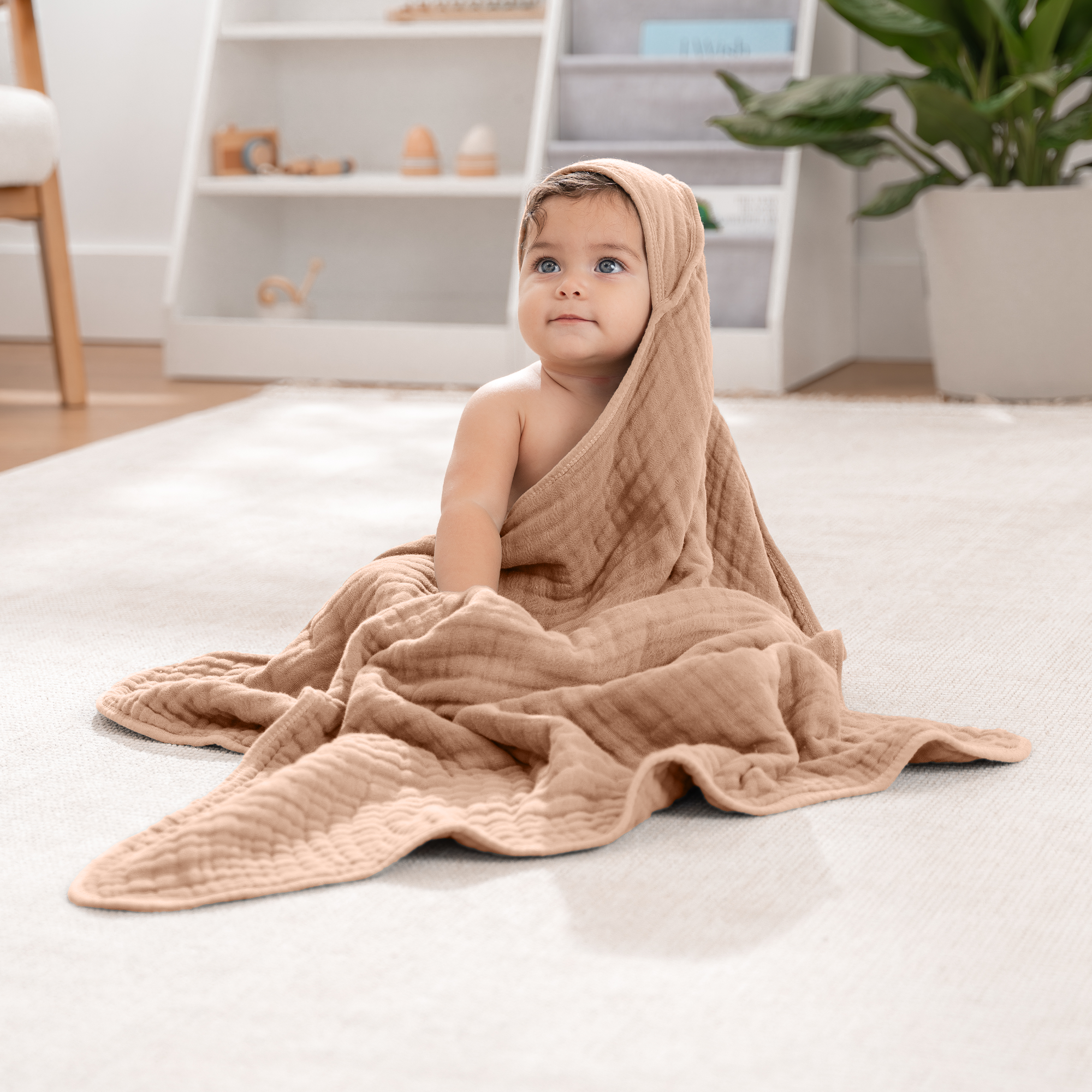 Baby Hooded Towels 6 Layer Muslin Cotton Towels (2 Pack)