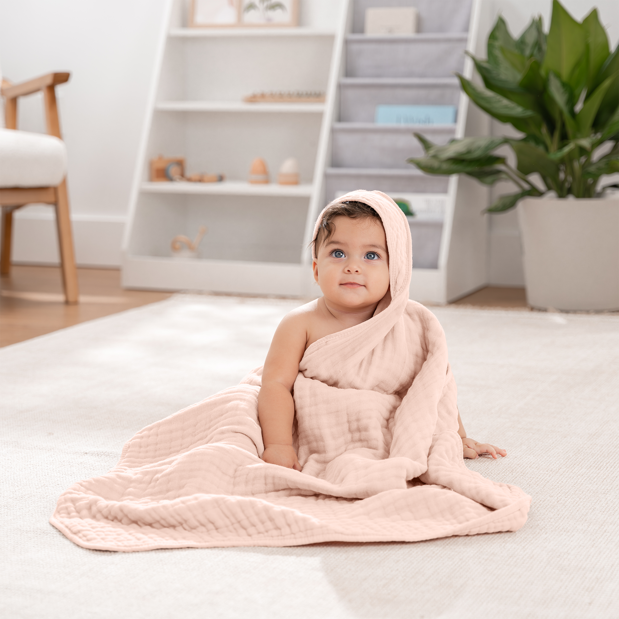 Baby Hooded Towels 6 Layer Muslin Cotton Towels (2 Pack)