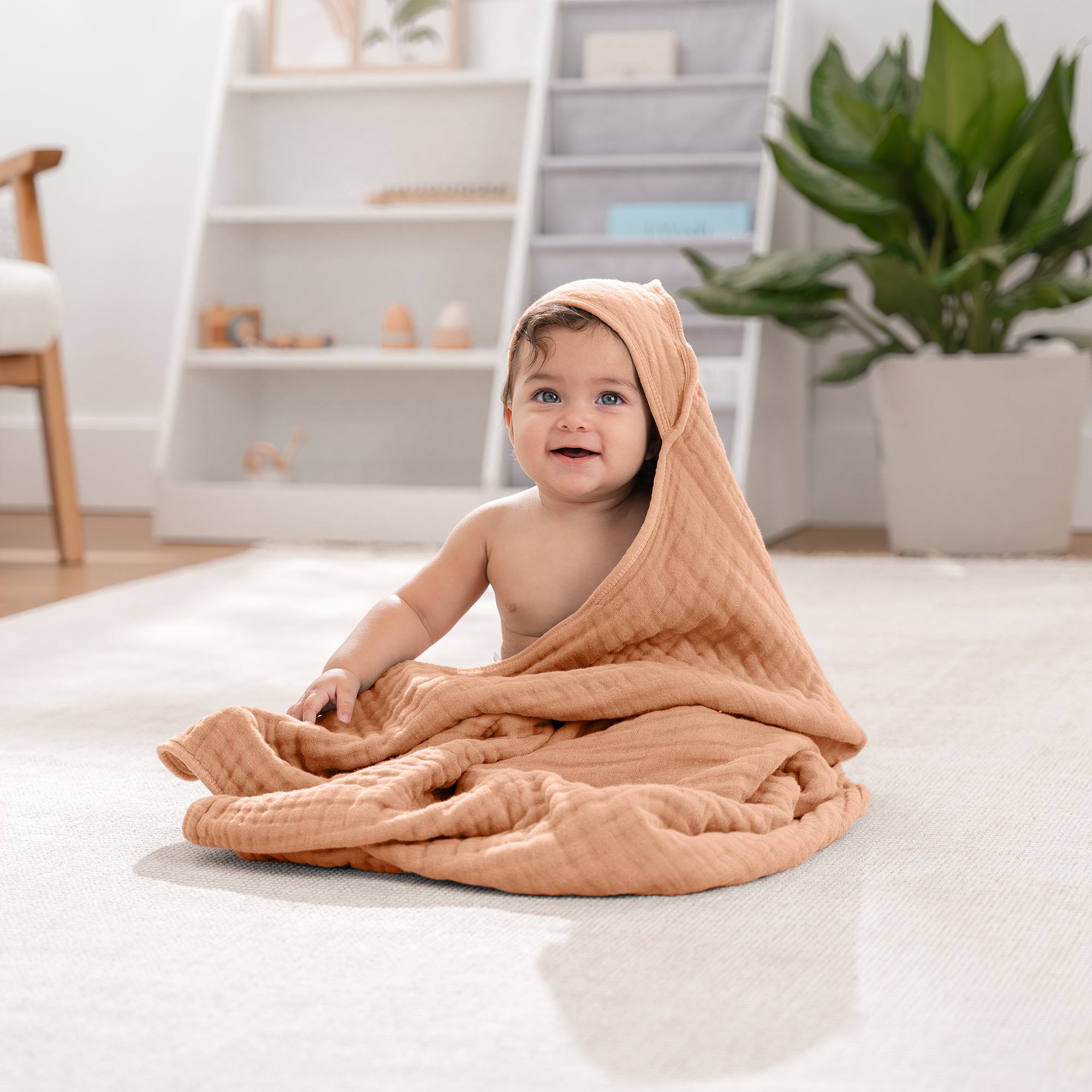 Baby Hooded Towels 6 Layer Muslin Cotton Towels (2 Pack)